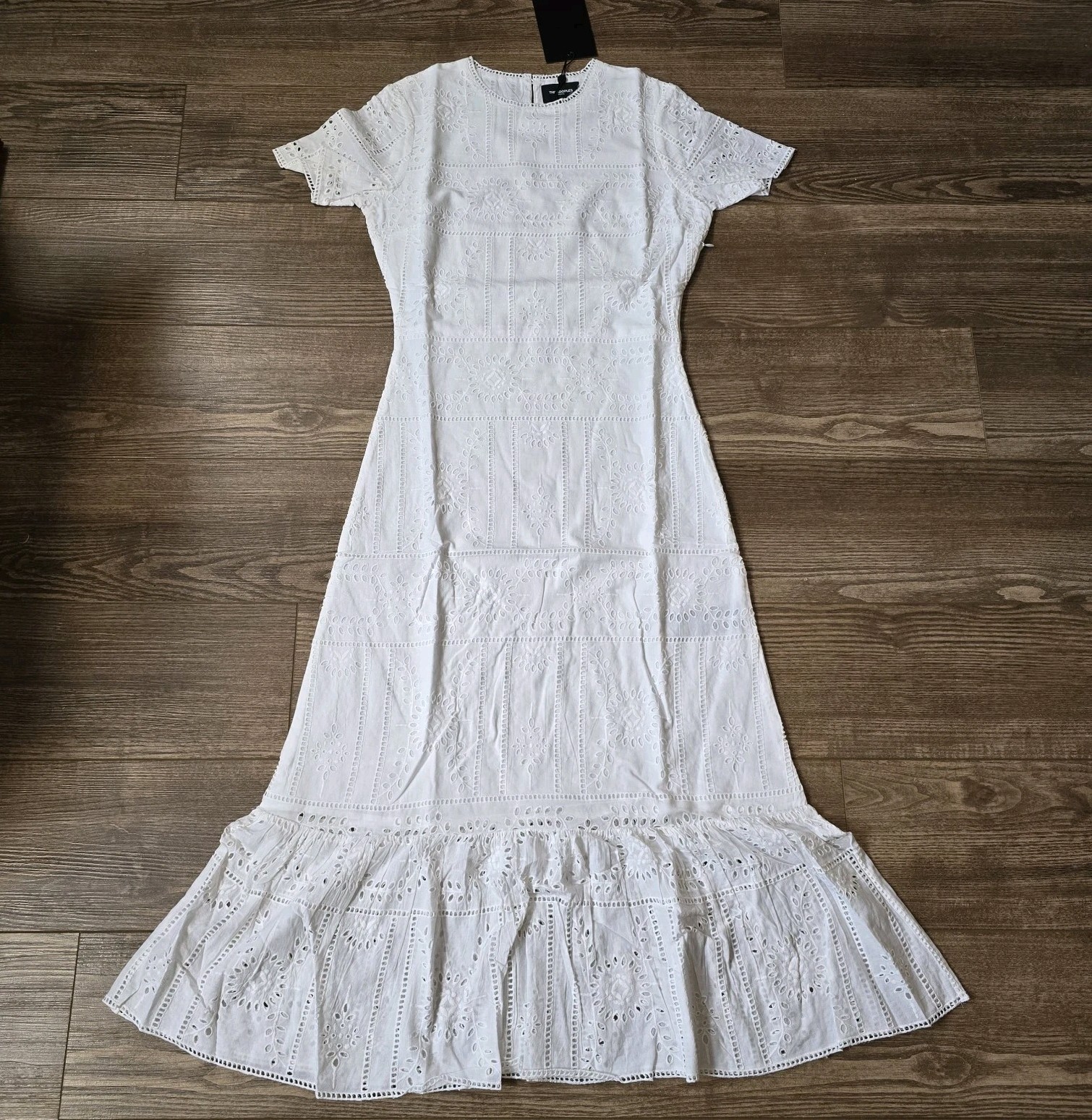 The Kooples Dress Women 1 S White Eyelet Embroidery Cotton Midi Bohemian Bridal