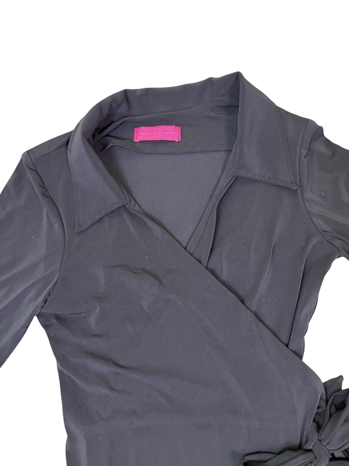 Melissa Masse Womens Black Wrap Shirt Dress Large Stylish & Comfy