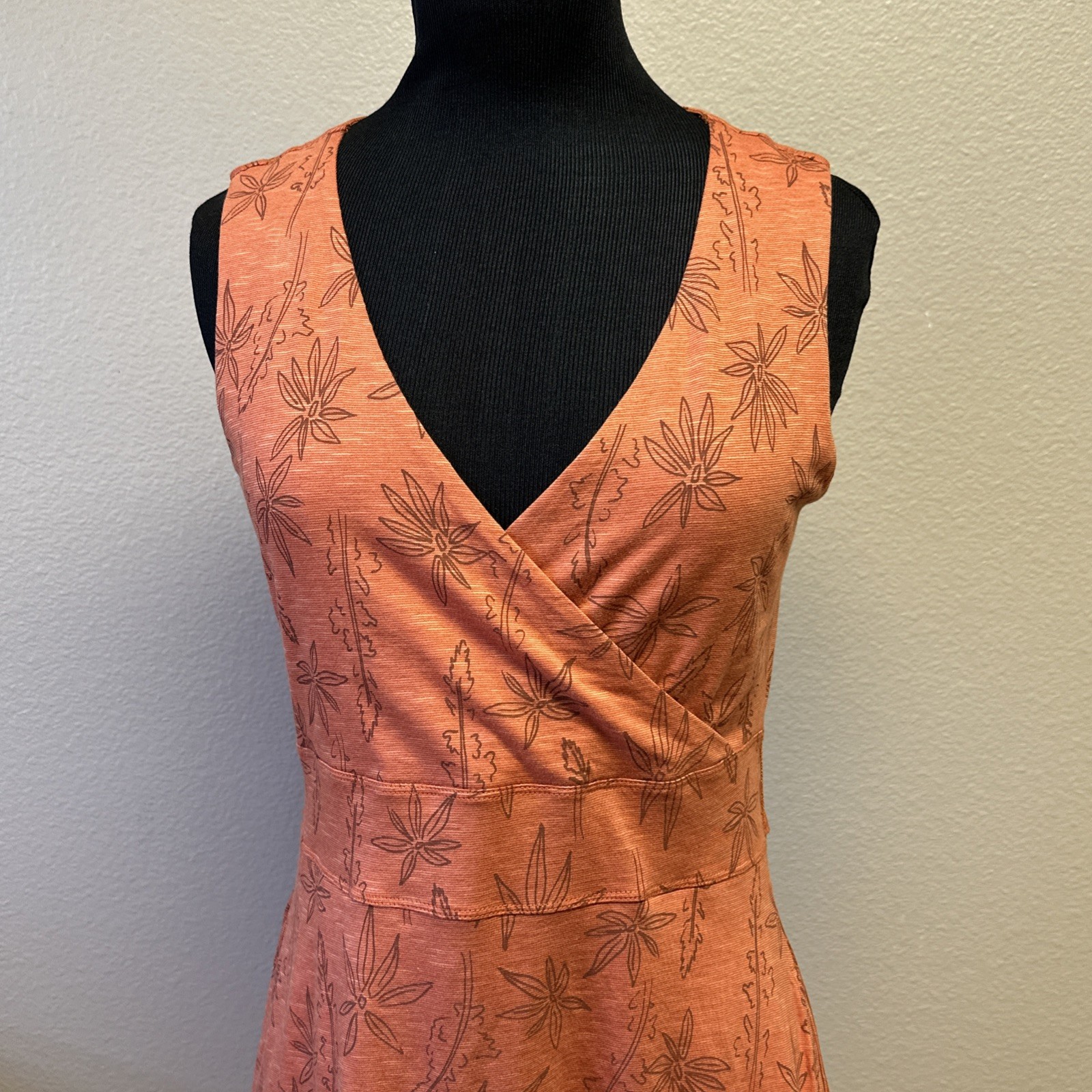 TOAD & CO Small Floral Faux Wrap Sleeveless Active Comfort Stretch Dress EUC