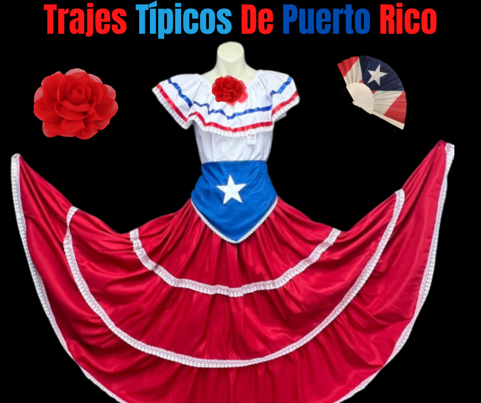 TRAJES TÍPICOS DE PUERTO RICO DE NIÑA, JIBARA PUERTORRIQUEÑA ESTRELLA FR (3PC)