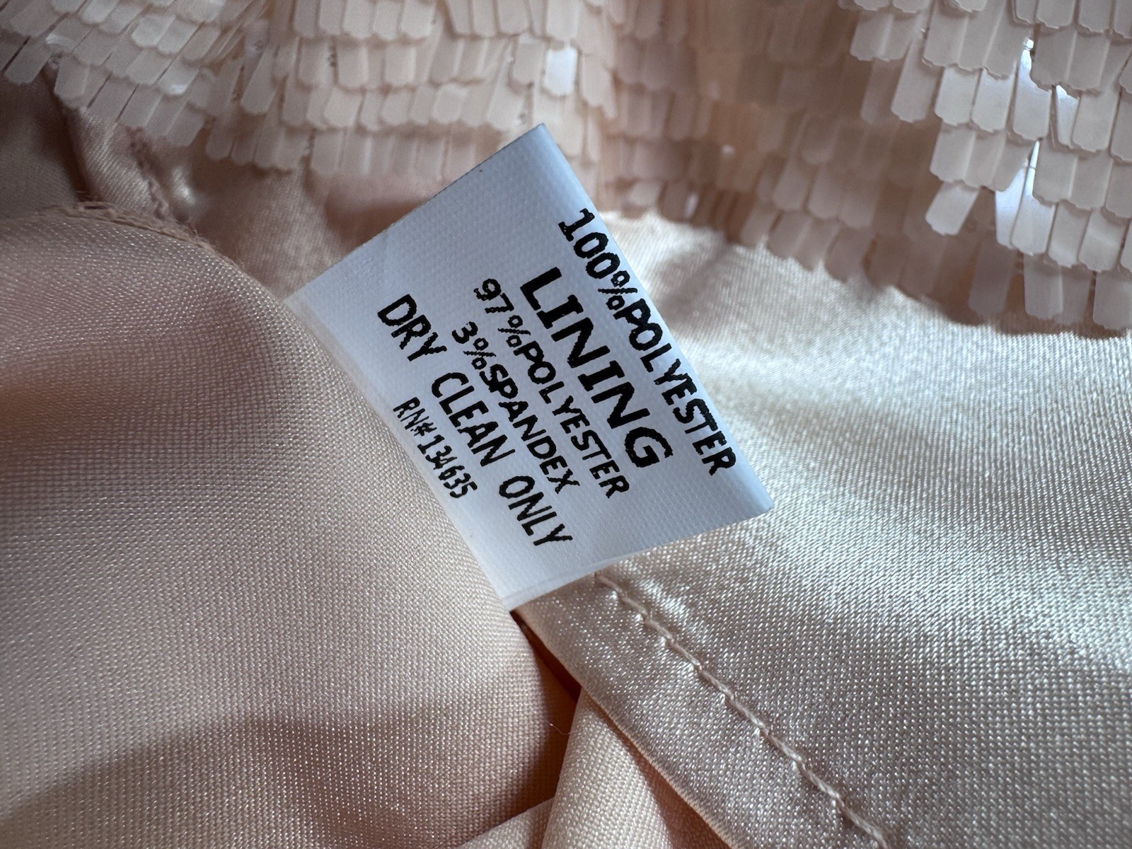 Minuet Blush Pink Peach Sequin Mesh Dress – NWT – Size Medium – Sheer Cocktail