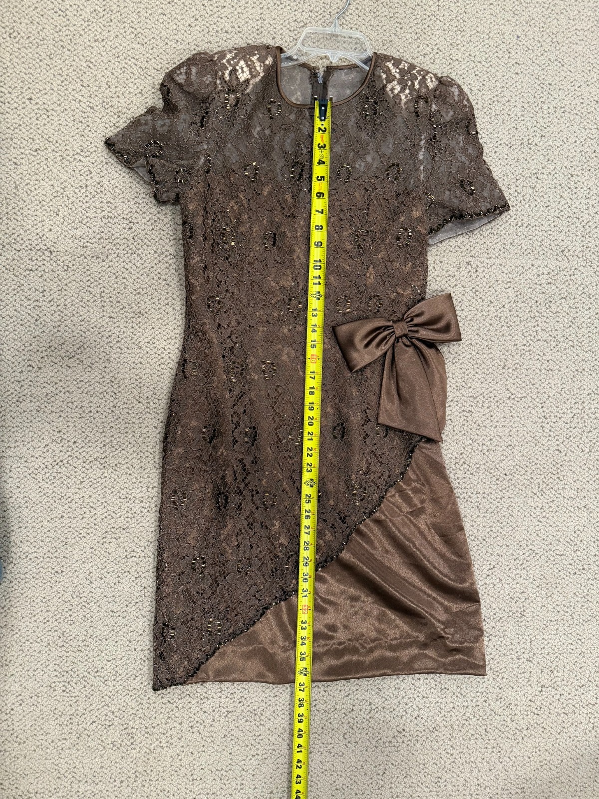 Vintage FINE FEATHERS 90’s Chocolate Dress Lace and Beaded
