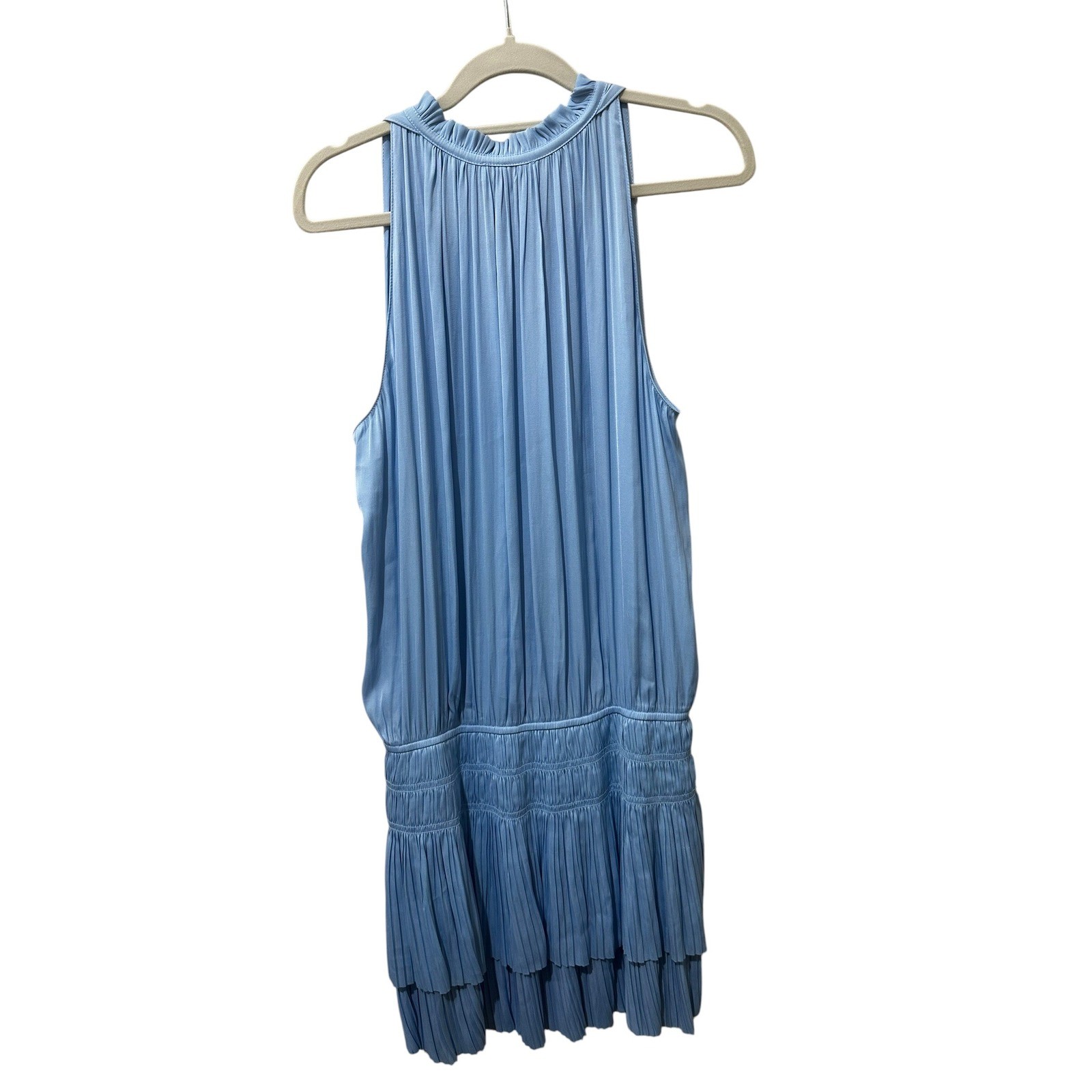 Current Air Light Blue Pleated Smocked Drop Waist Sleeveless Mini Dress Small