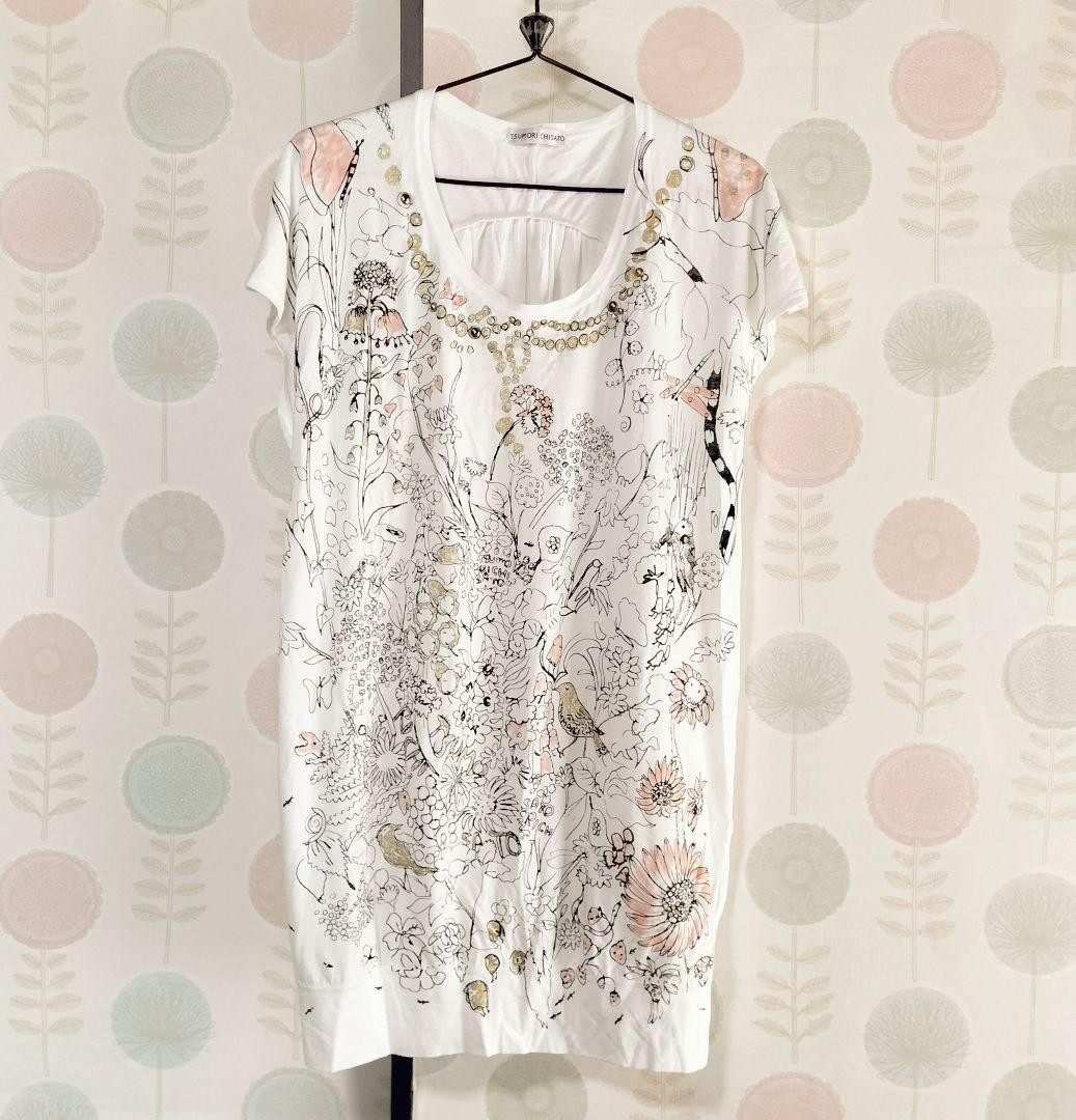 Tsumori Chisato Forest Animals Pattern Dress Used Short Sleeve 80s