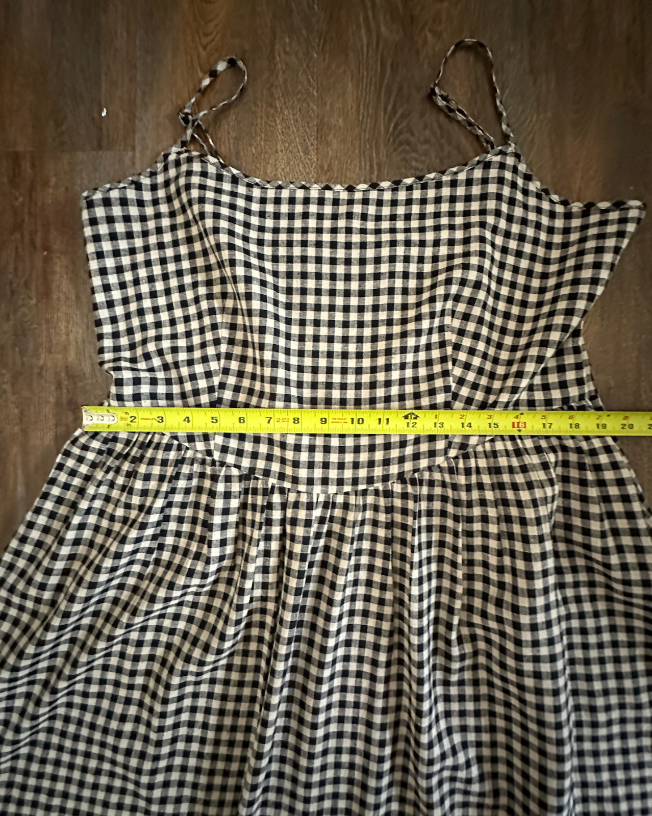 GAP Black Ivory Gingham Linen Blend Drop Waist Dress XL Pockets NWT