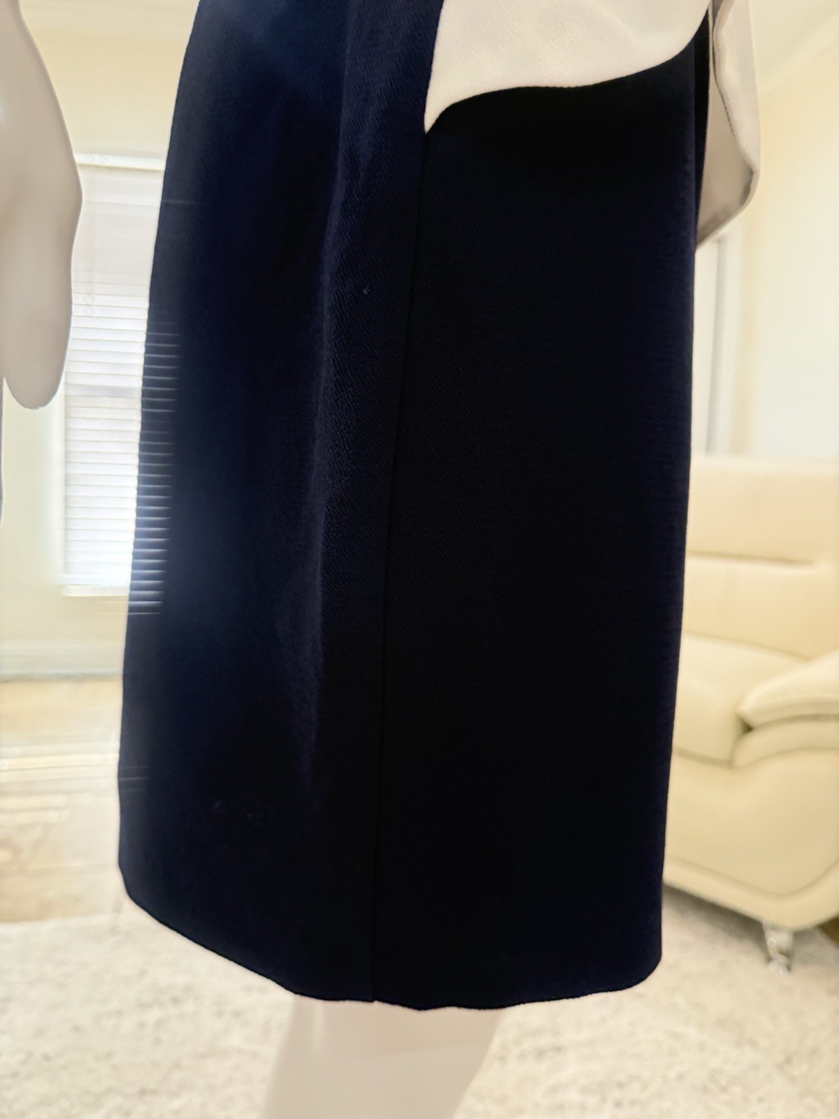 ABS Allen Schwartz White/Navy Strap Colorblock Peplum Mini Dress Size10
