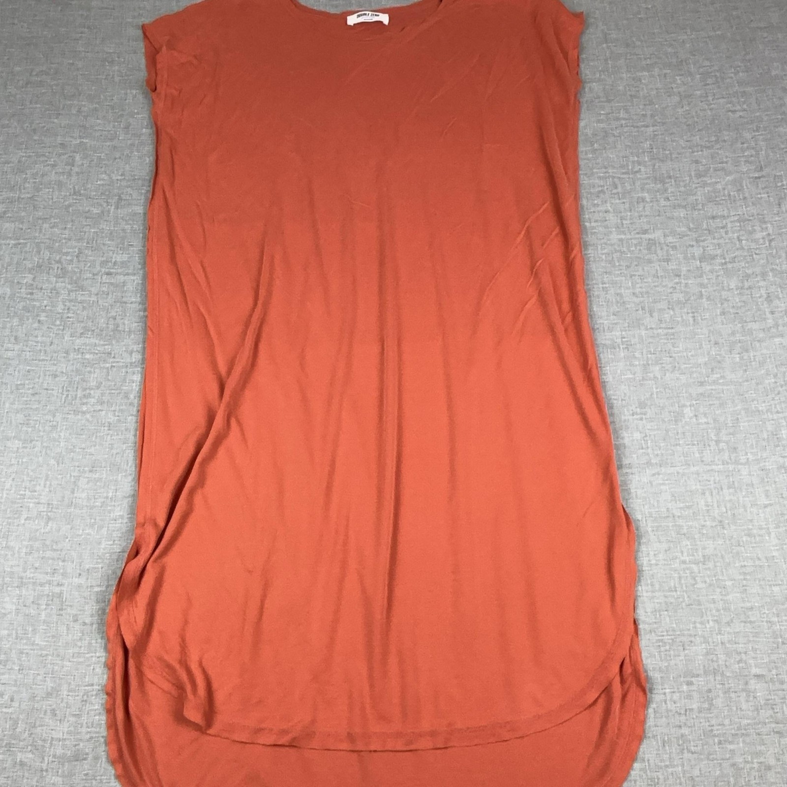 Double Zero T-Shirt Dress Womens M Orange Sleeveless Hi-Low Hem Jersey Casual