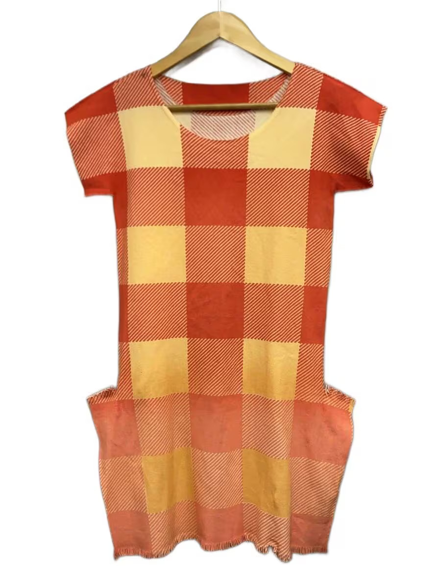 ISSEY MIYAKE sleeveless dress 2 nylon ORN check IM11KH1010