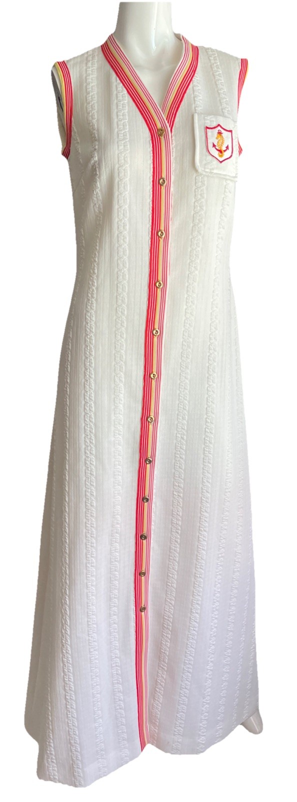 Vintage MOODY STREET by PURITAN Sleeveless Button Down Long Dress Sz M/L