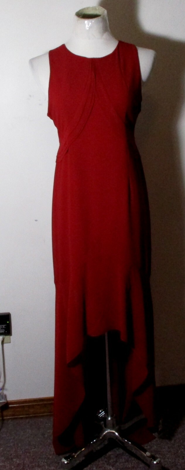 YA Los Angeles Burgundy Full Length Sleeveless Silk Dress Size L