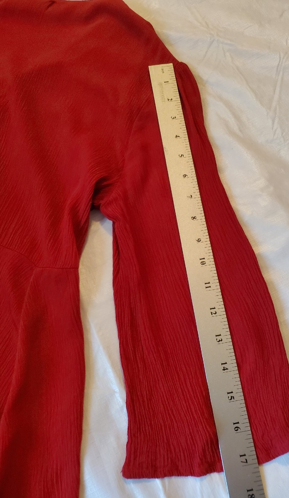 Indigo Soul Dress Size Medium Red Embroidered Crepe Crinkle Tunic 3/4 Sleeves