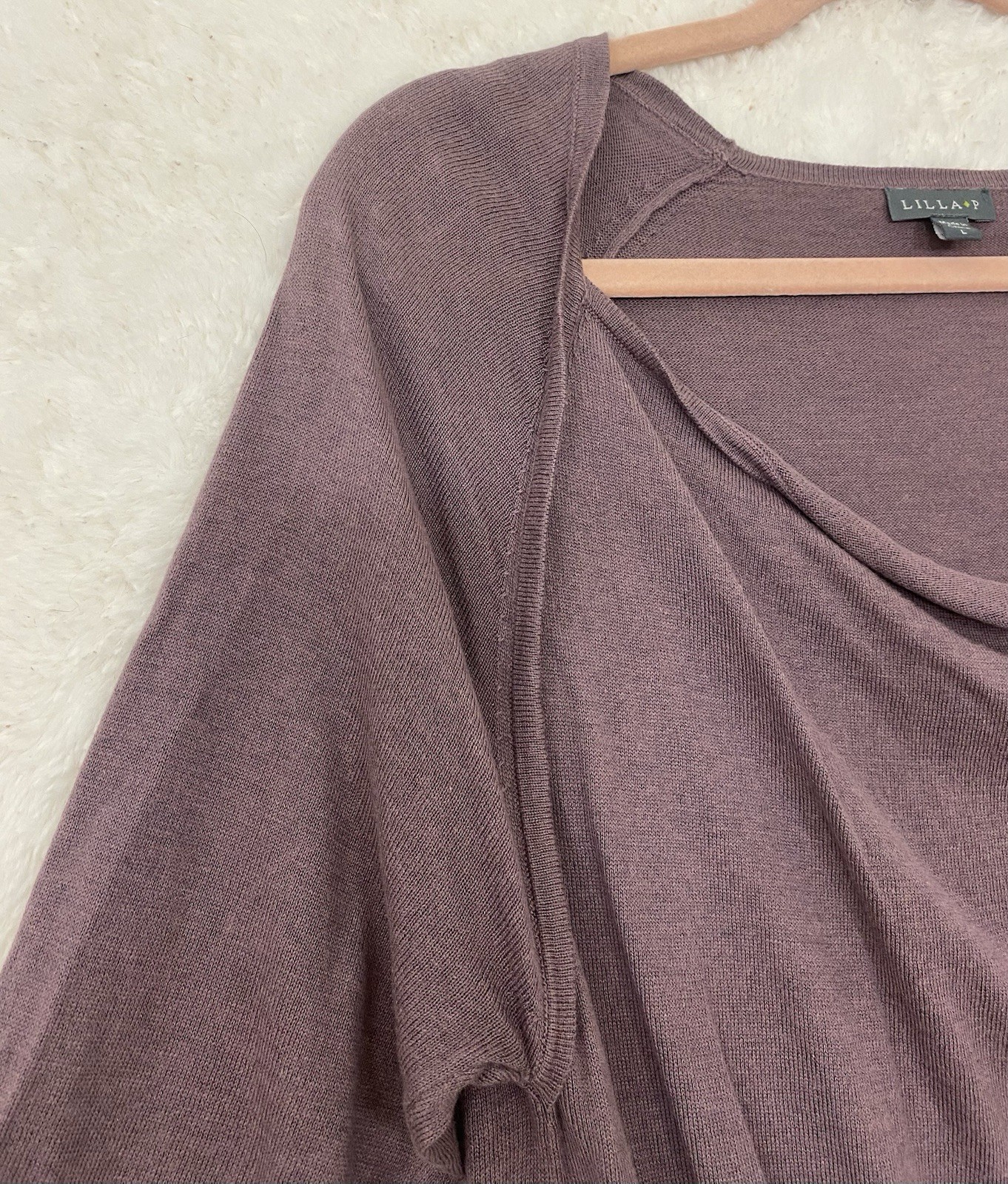 Lilla P Womens Draped Neck Cashmere Blend Mini Sweater Dress Size Large $198