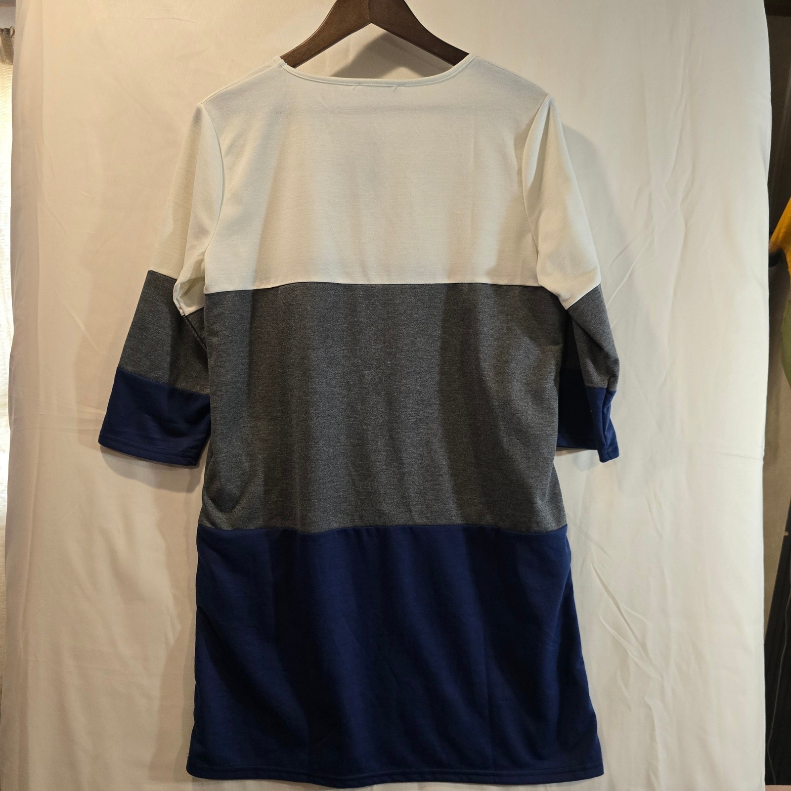 DOUBLEJU Color Block Long Sleeve Tunic Dress Size L
