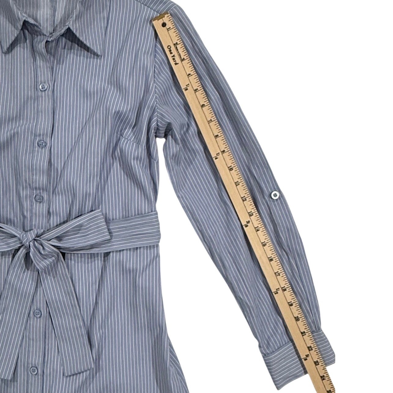Primark Womens Blue White Striped Button Front Midi Shirt Dress Size 2 W475