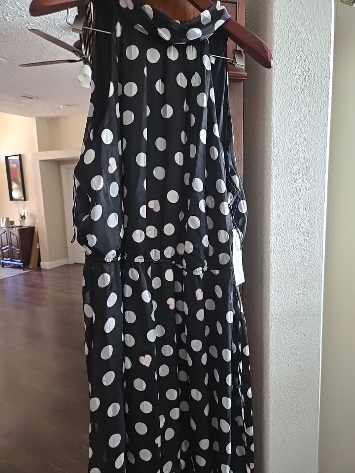 London Style Collection Women’s Black & White Polka Dot Tank Dress Size 6 Petite