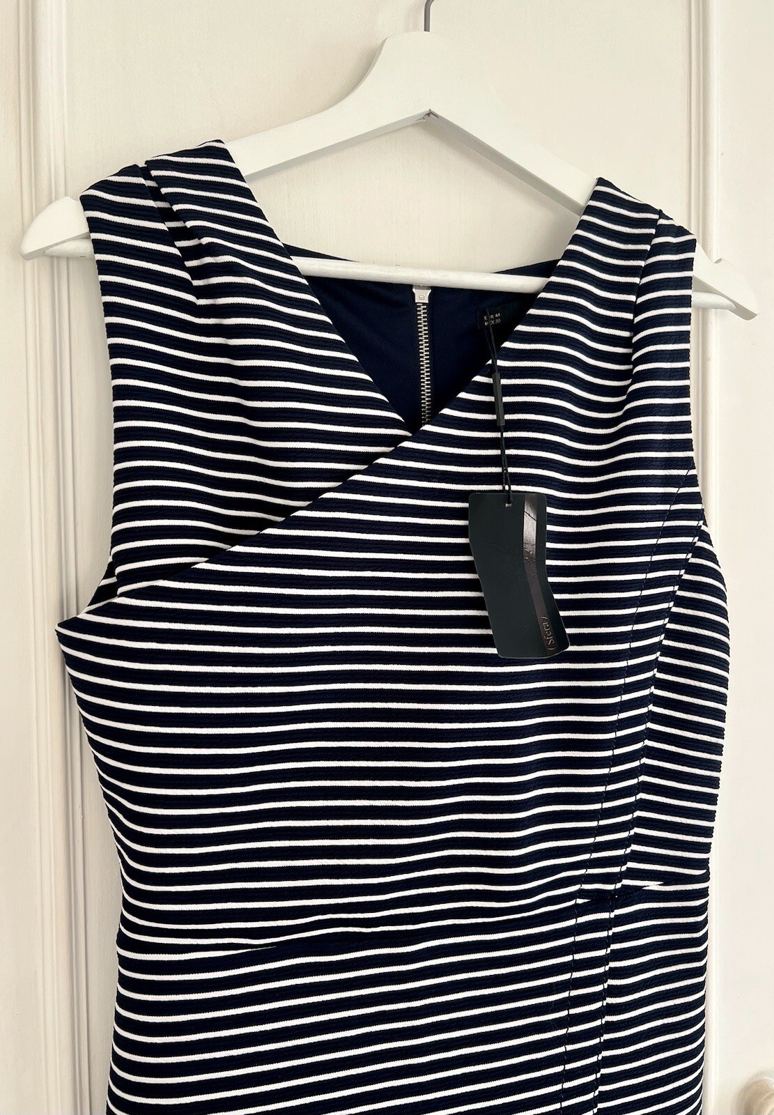 SFERA Navy and White Stripe Bodycon Dress Size Medium (New)