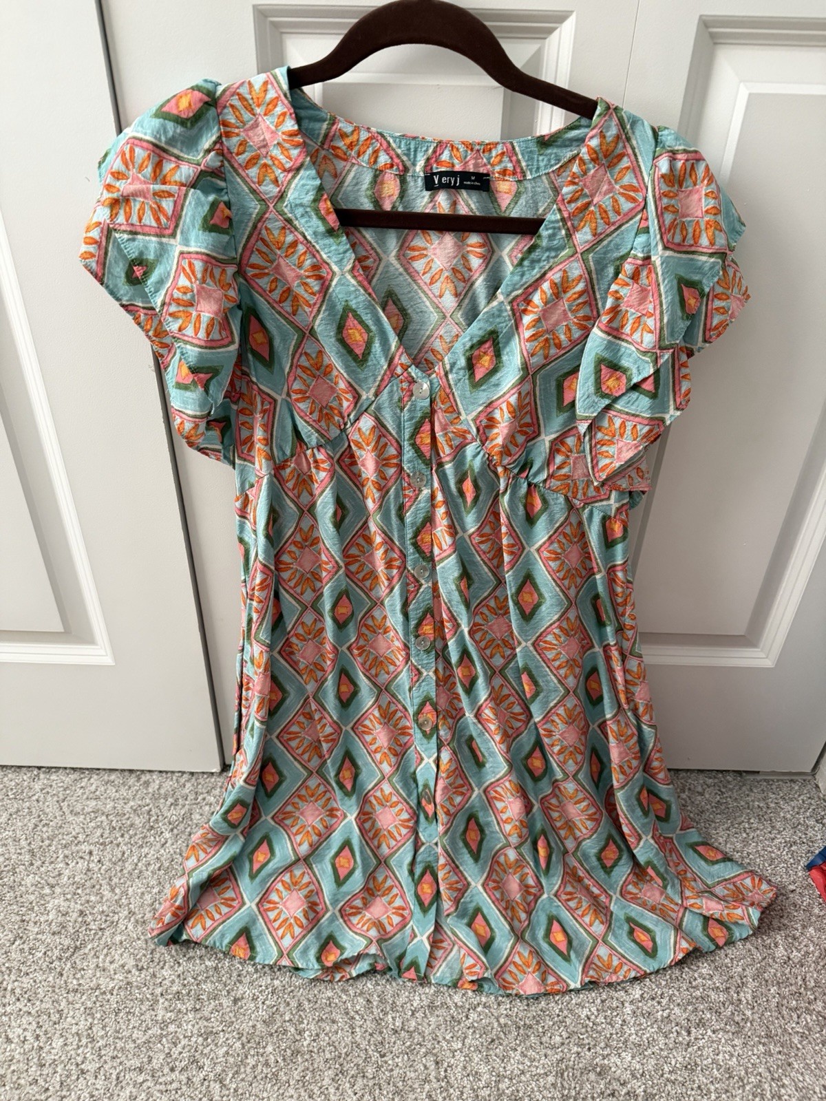 Very J Boho Artsy Festival Relaxed Mini Dress Size M