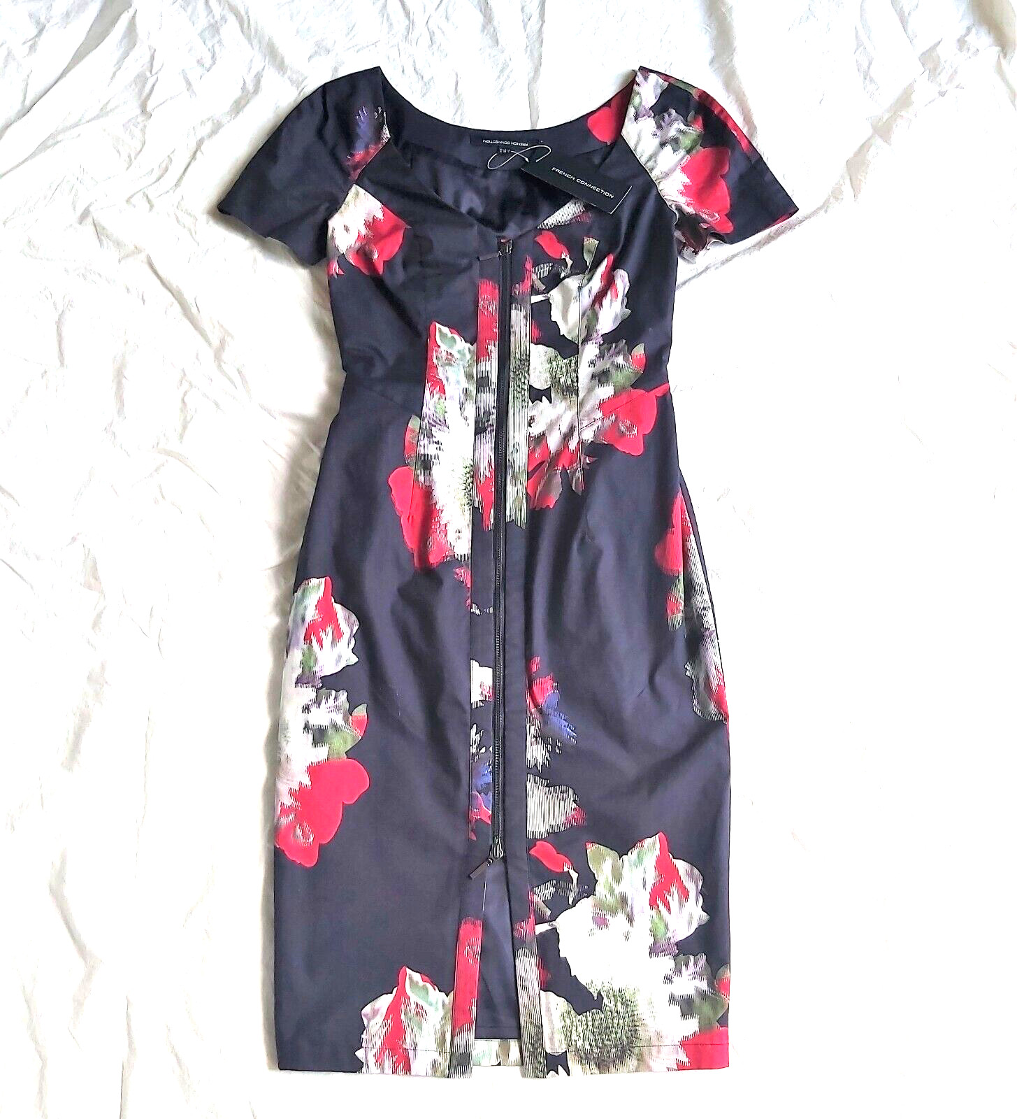 French Connection BNWT zip front wiggle pencil bodycon dress UK 6 US 2 Cost £130