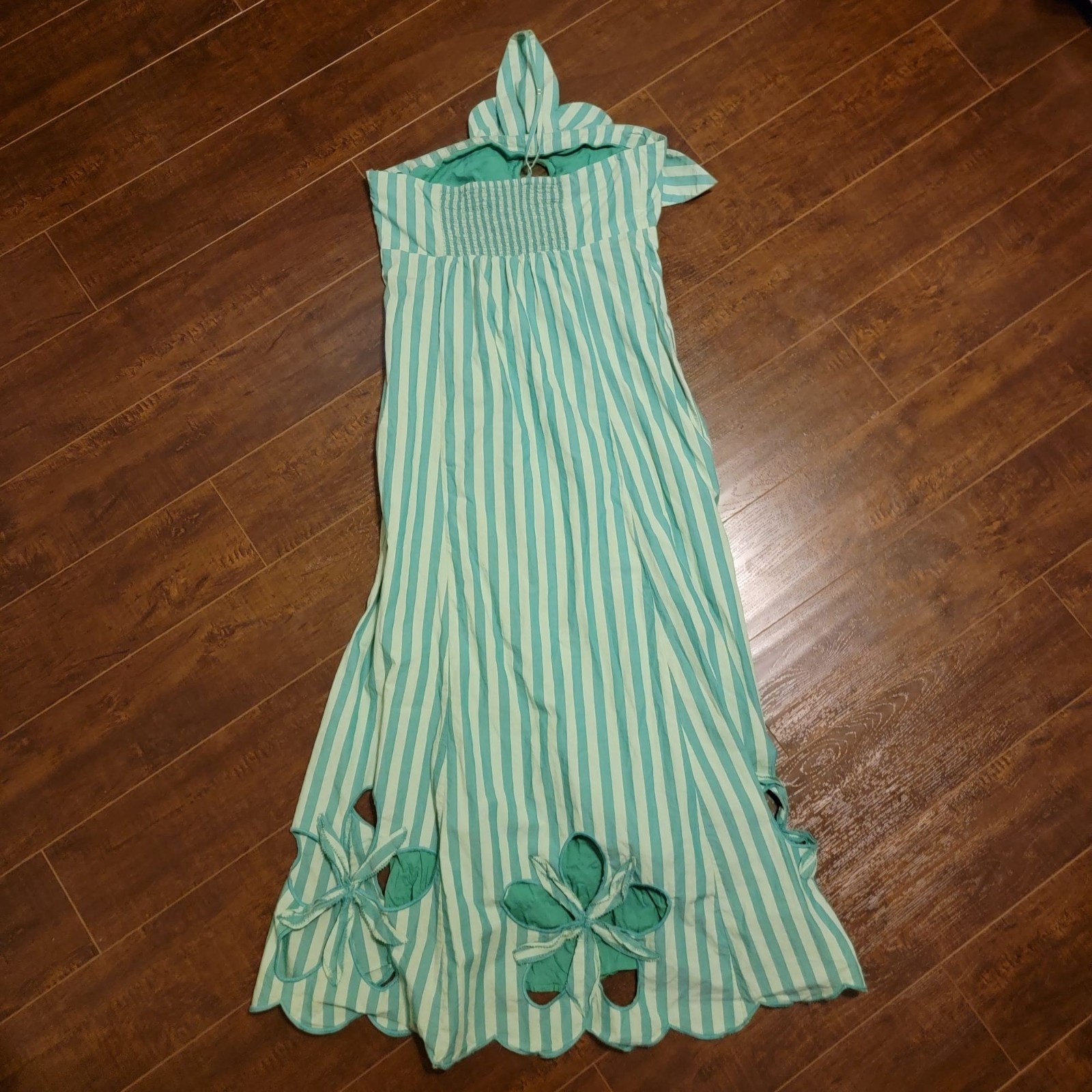 Anthropologie Amara One Shoulder Cutwork Midi Dress Boho Chic Retro Womens M