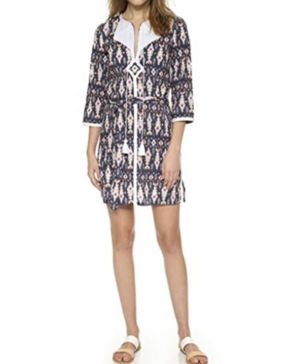 FIGUE Chic Patterned Mini Dress with Tassel Detail Women’s Size Small