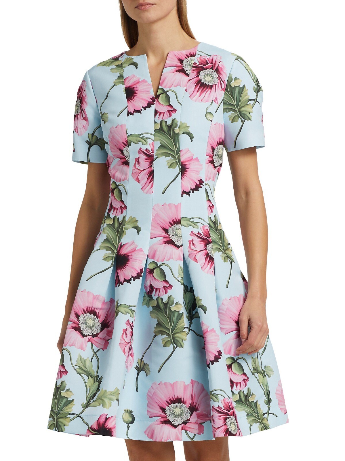 $3690 Oscar De La Renta Women’s Poppies Faille Fit & Flare Dress Size 2 – Italy