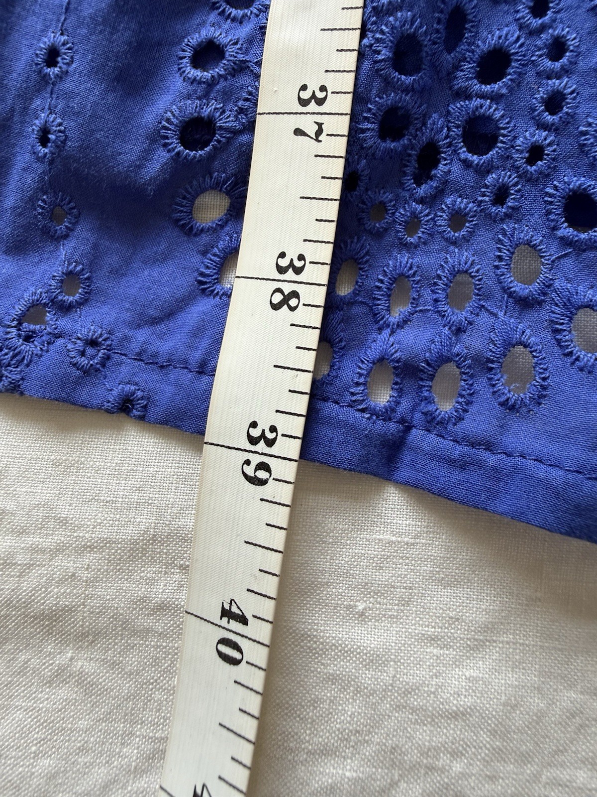 New Lacy Chabert Collection Size L Cobalt Blue Cotton Eyelet Tiered Midi Dress