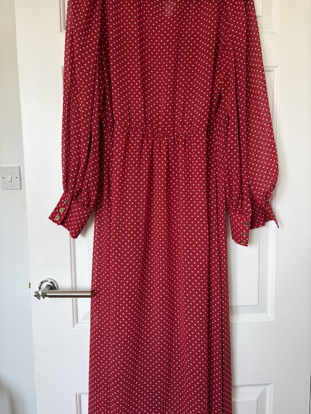 LK Bennett Cody Red Polka Dot Spotty Tea Midi Dress UK 8 US 2 RRP £299