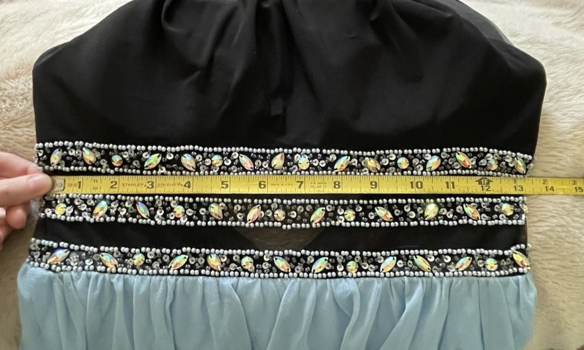Blondie Nites Fit and Flare Black and Blue Formal/Prom Dress Juniors Size 3