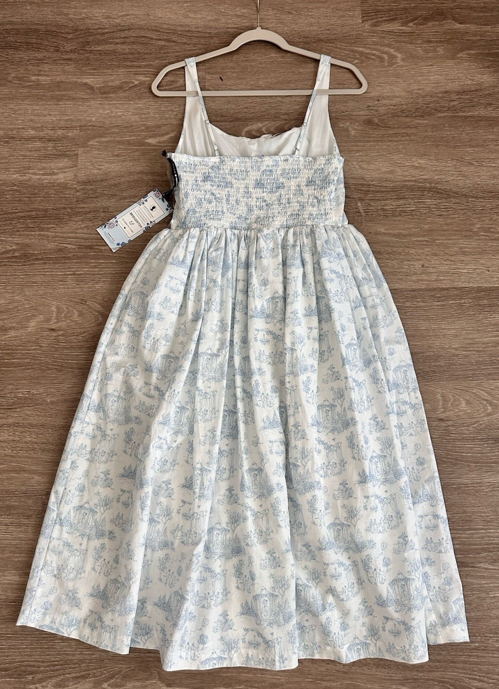 NWT Bridgerton Celebrity Pink Womens Basque Blue Toile Midi Dress Size M
