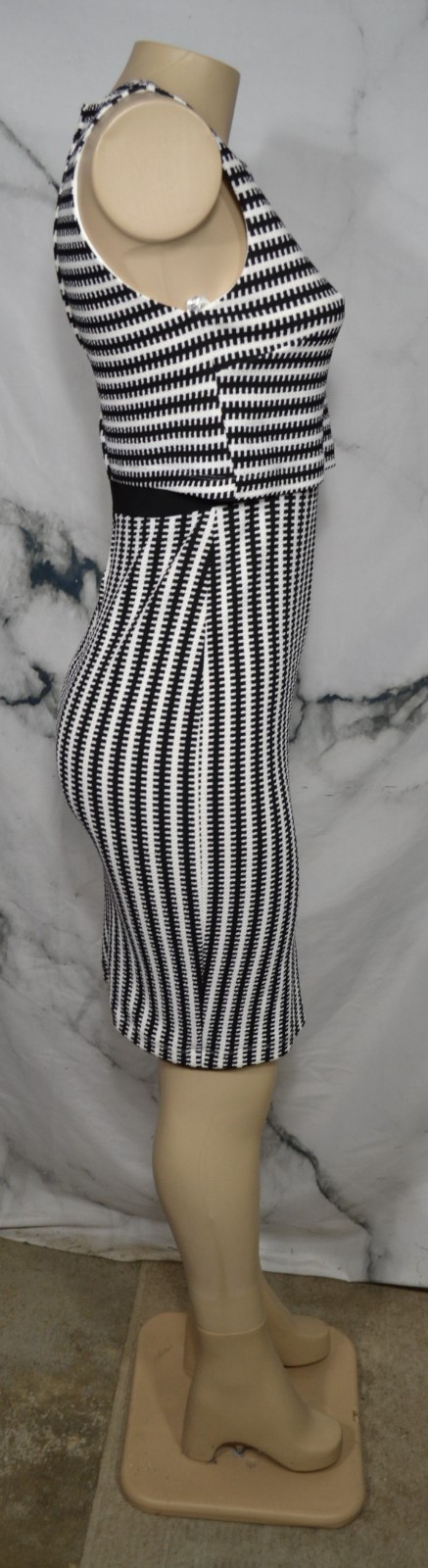 BISOU BISOU NEW NWT Black White Patterned Sleeveless Dress 4 Lined Bodice