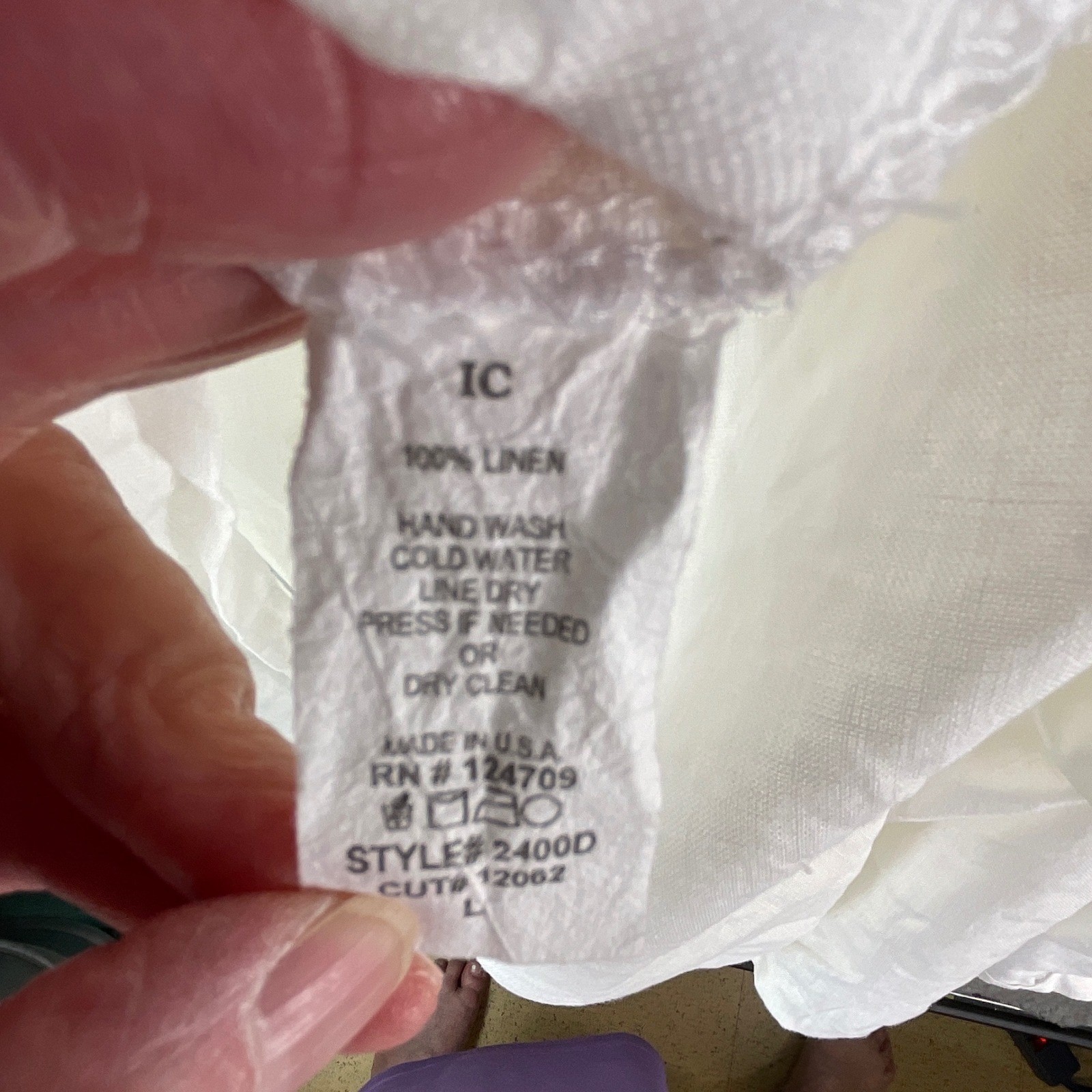 IC Linen Handkerchief Hem Tunic Dress Womens L White Good Lagenlook Pockets Boho