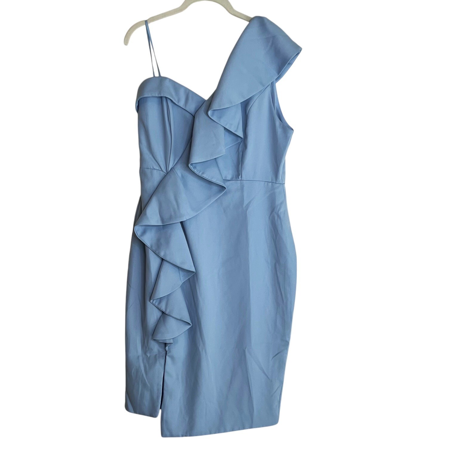Do + Be Womens Special Occasion One Shoulder Ruffled Dress Size M Sky Blue New