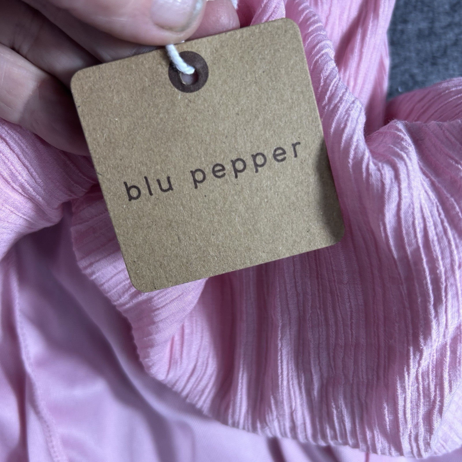 NWT Blu Pepper Size L Pink Open Tie Back Summer Beach Lined Ruffle Sleeve