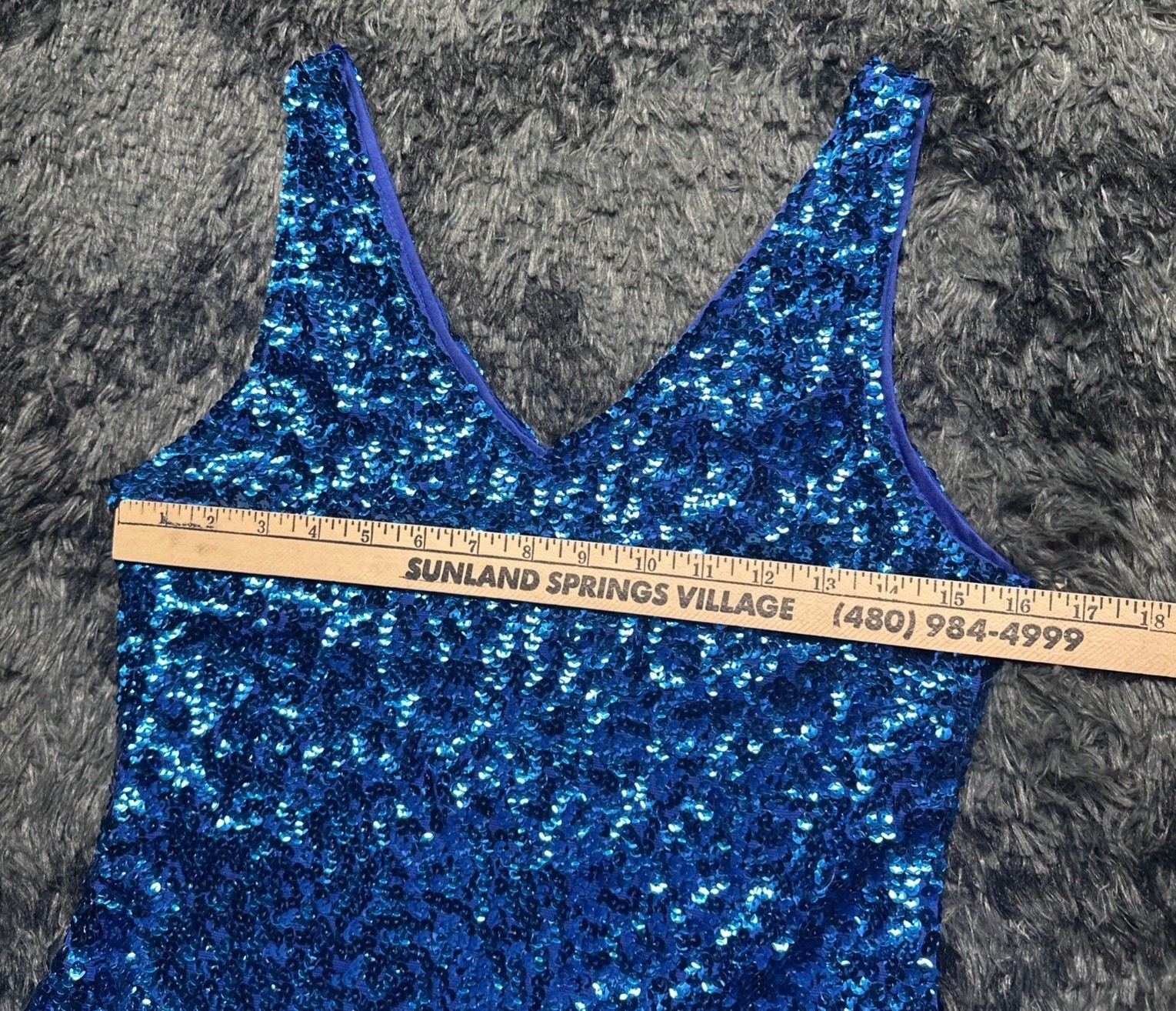 PrettyGuide Blue Sequin Shiny V-Neck Strappy Bodycon Mini Dress Size Large