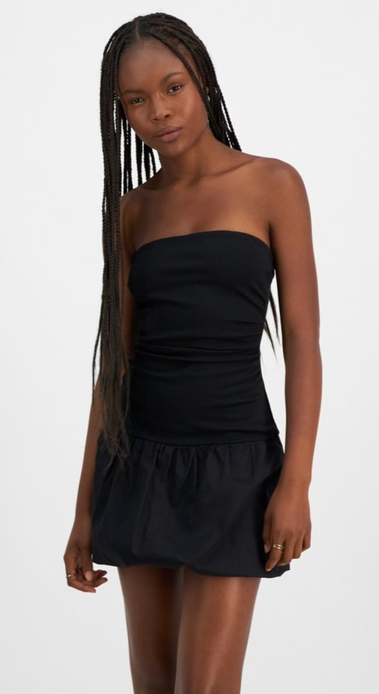 Madden Girl L26022 Removable Strap Bubble Hem Mini Dress Black Size M