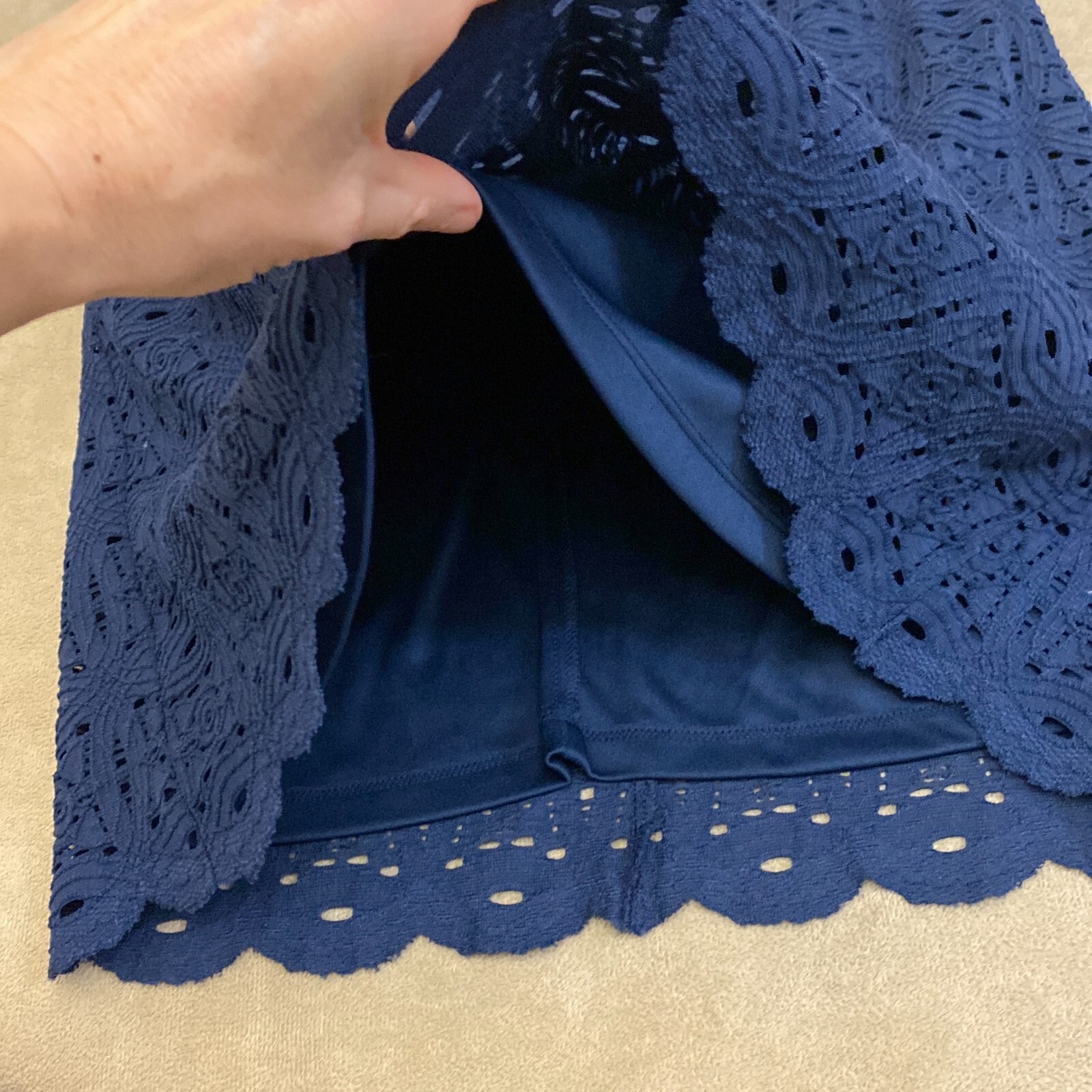 NWT Ronni Nicole Womens Navy Blue Cold Shoulder Sleeve Shift Dress Size Small
