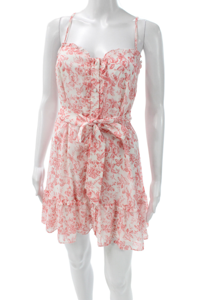 Lovers + Friends Women Mini Sundress Pink Floral Sleeveless Polyester Size S