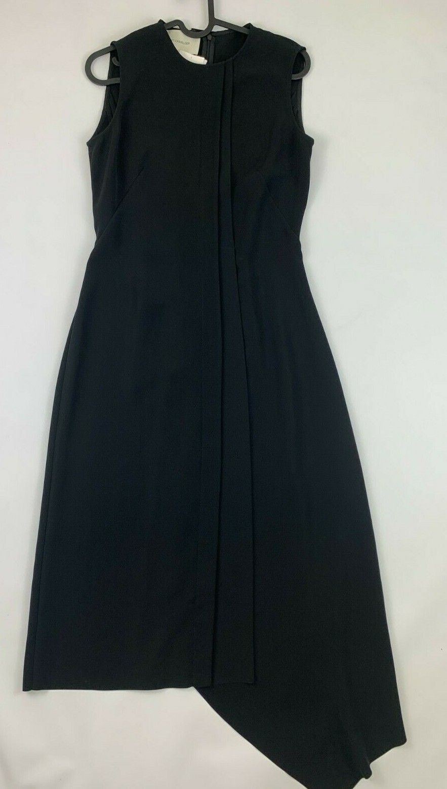 New CEDRIC CHARLIER PLEAT DETAIL ASYMMETRIC balck DRESSDress 38