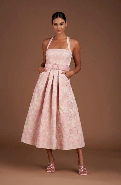 NWT KAY UNGER Morgana A-Line Pink Mauve Dress Sz 12-$378