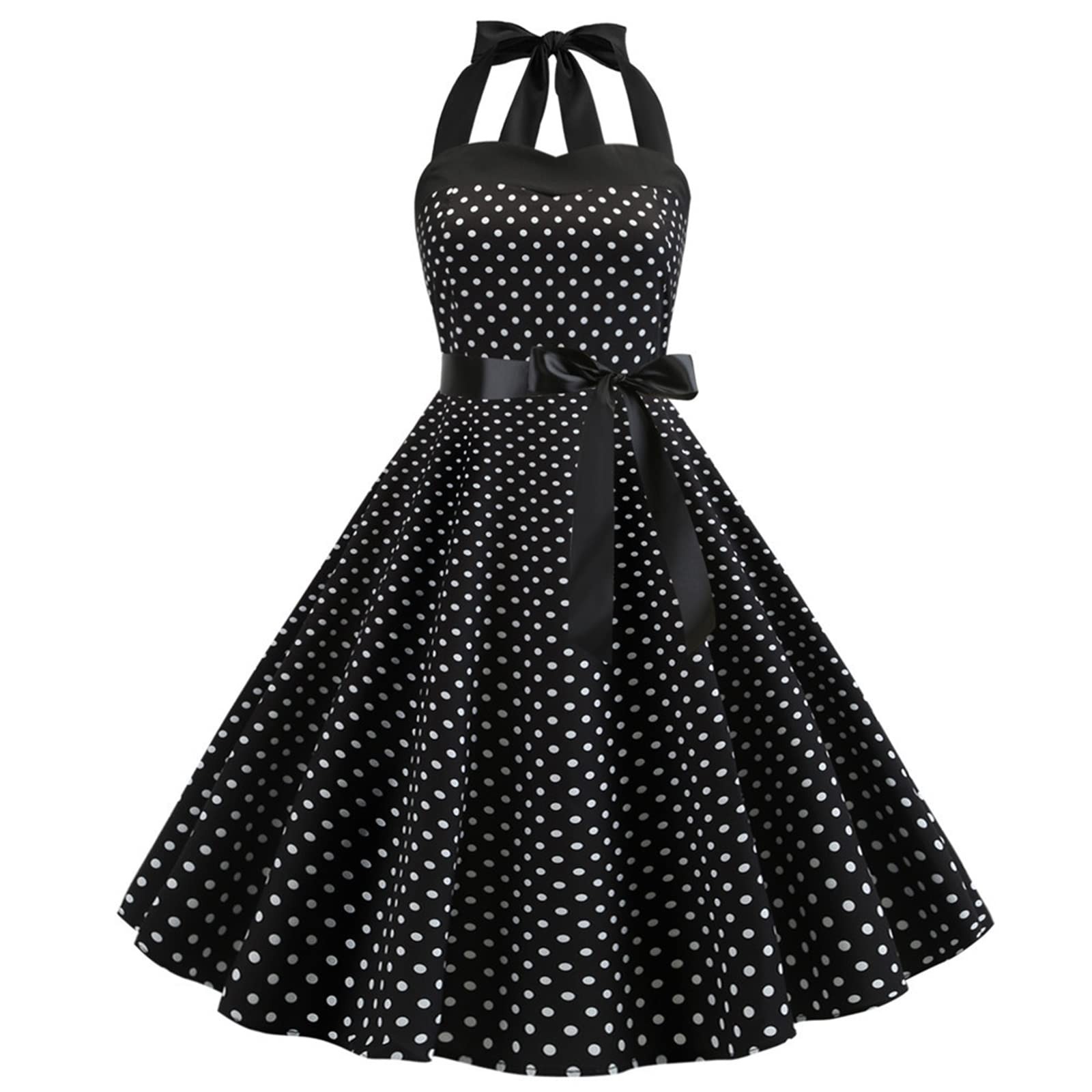 Vintage Women 1950s Rockabilly Swing Dress Pinup 50s Retro Hepburn Style Large