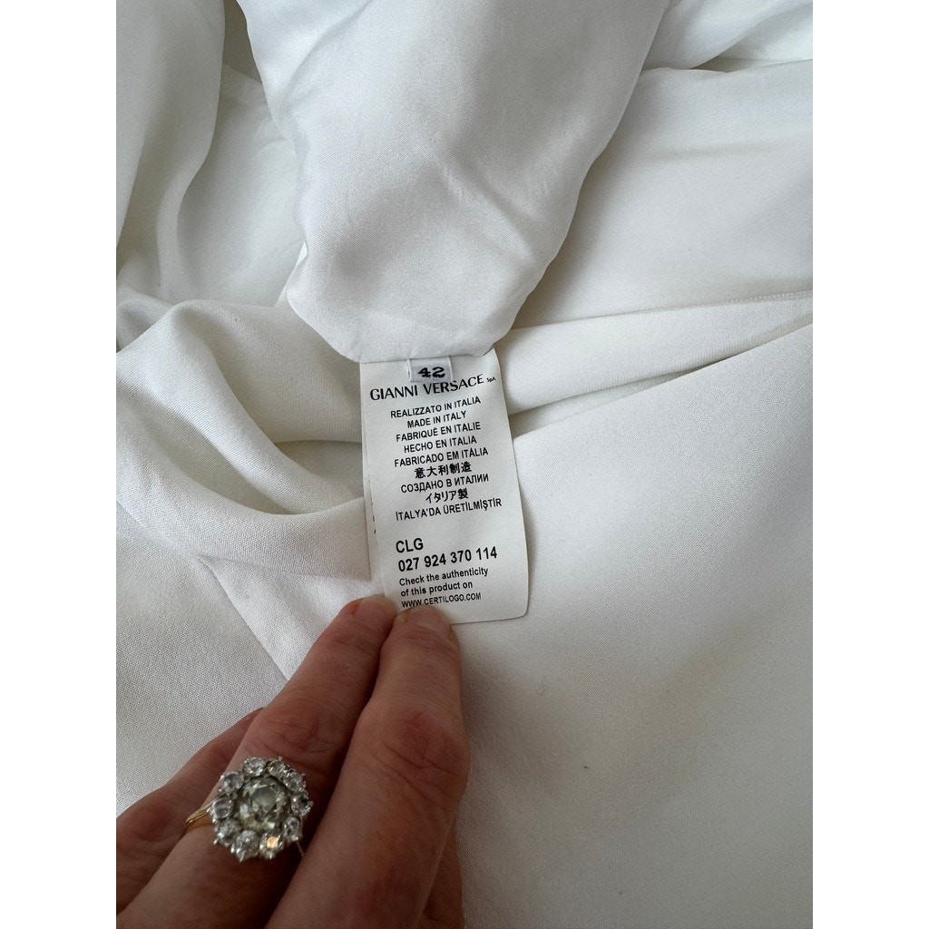Versace RARE White Sheath Dress Gold Medusa Hardware Size 42 (xs-sm)