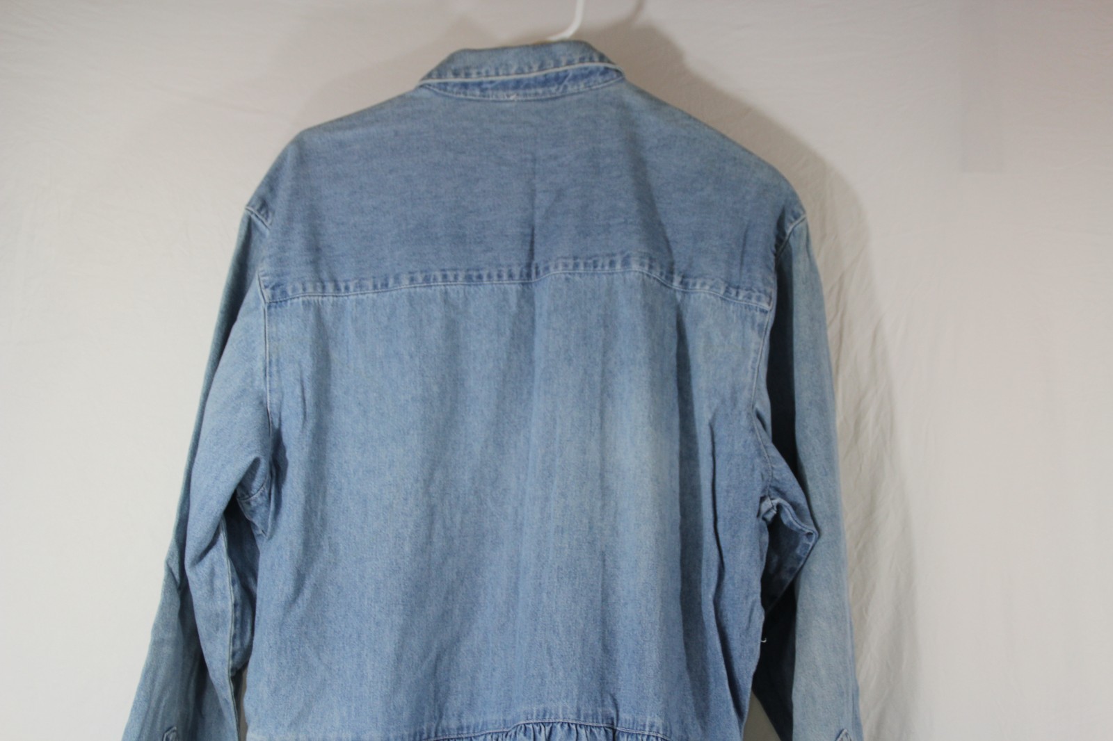 FADS Denim Button Down Dress With Side Pockets Sz S Oversized Vintage Distressed