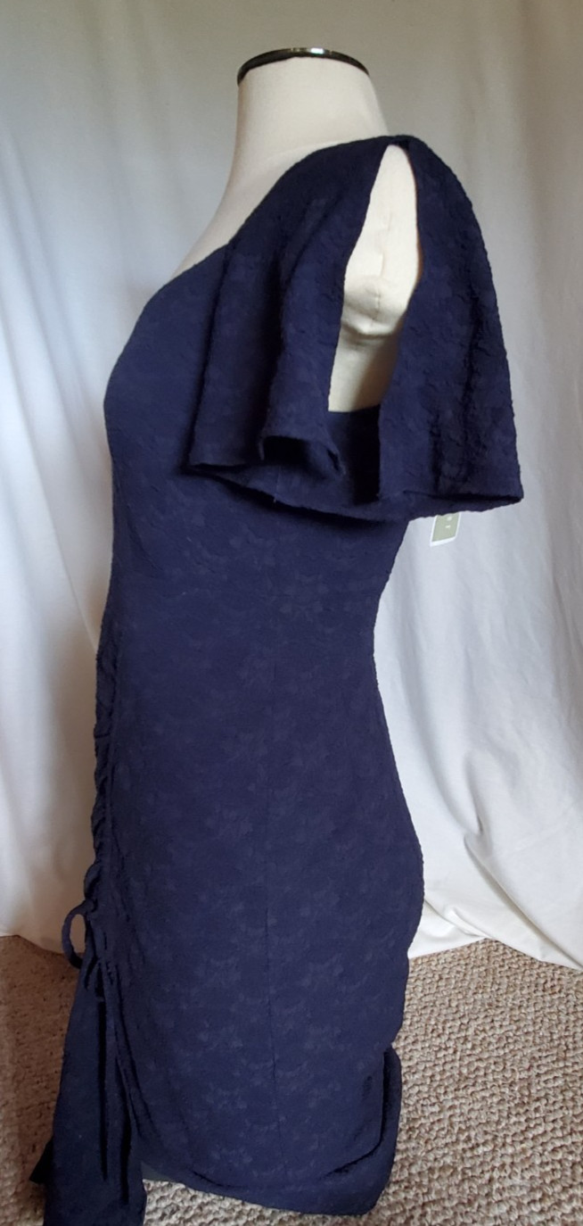 Nanette Lepore Navy Cinched Hem Flutter Sleeve Cocktail Dress Size 4