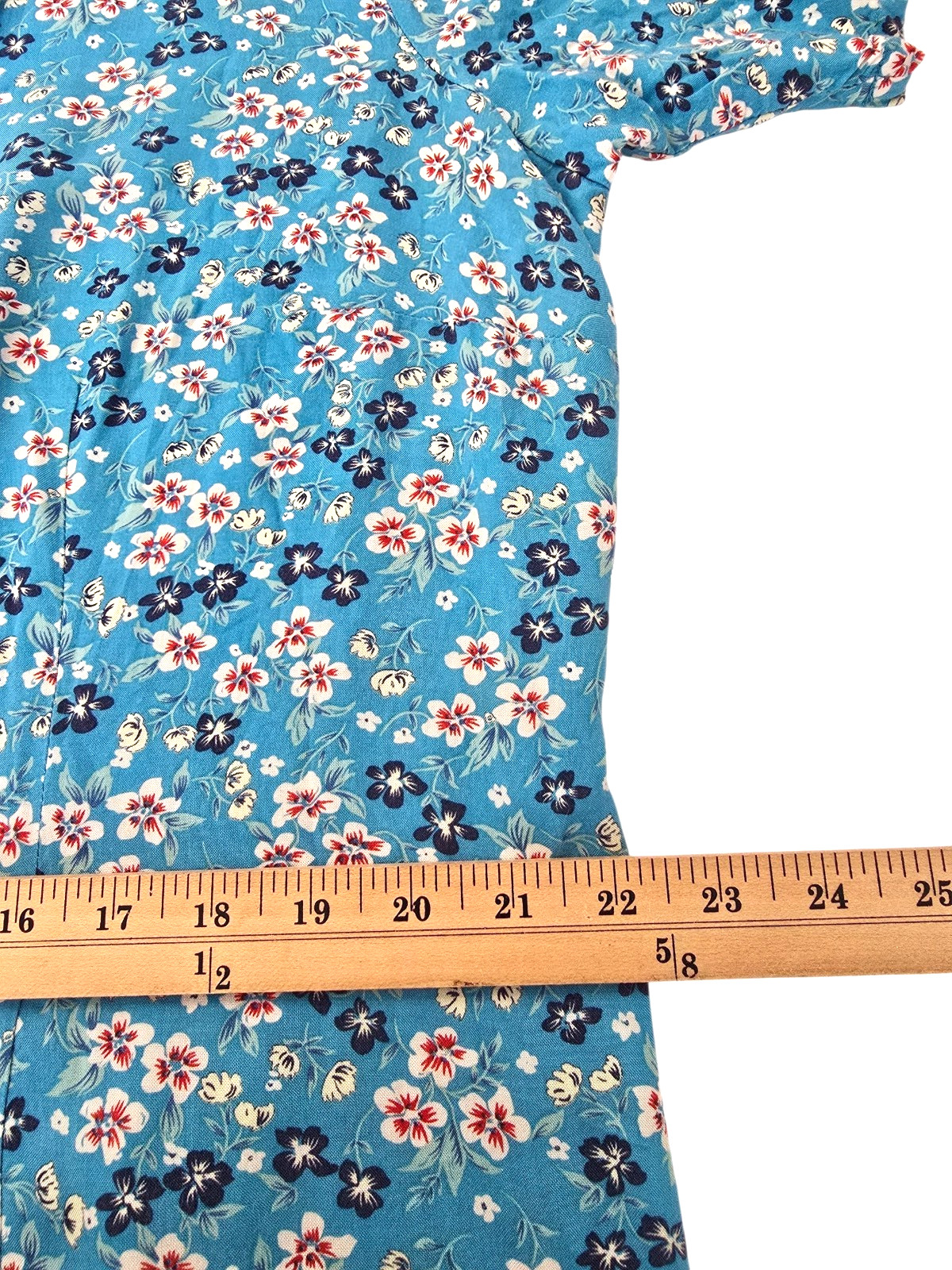 Denim & Co Ditsy Floral Full Button Front Rayon Maxi Dress 1X Blue Cottagecore