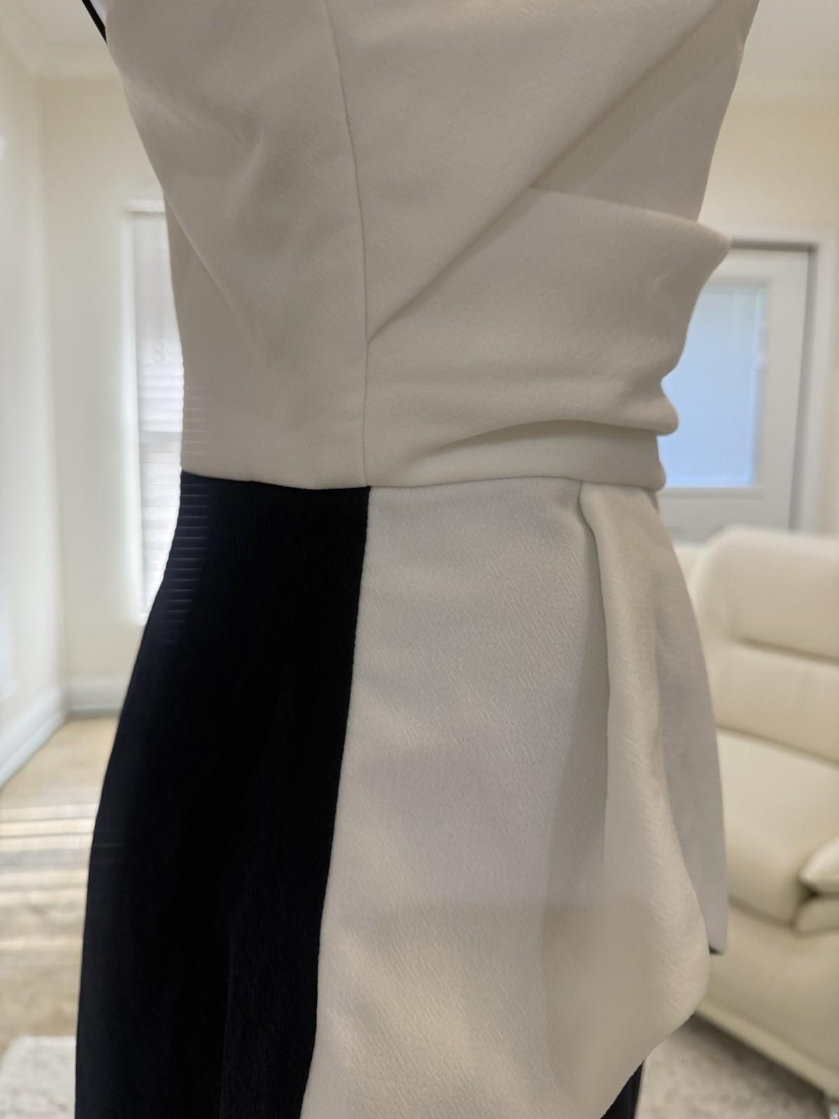 ABS Allen Schwartz White/Navy Strap Colorblock Peplum Mini Dress Size10