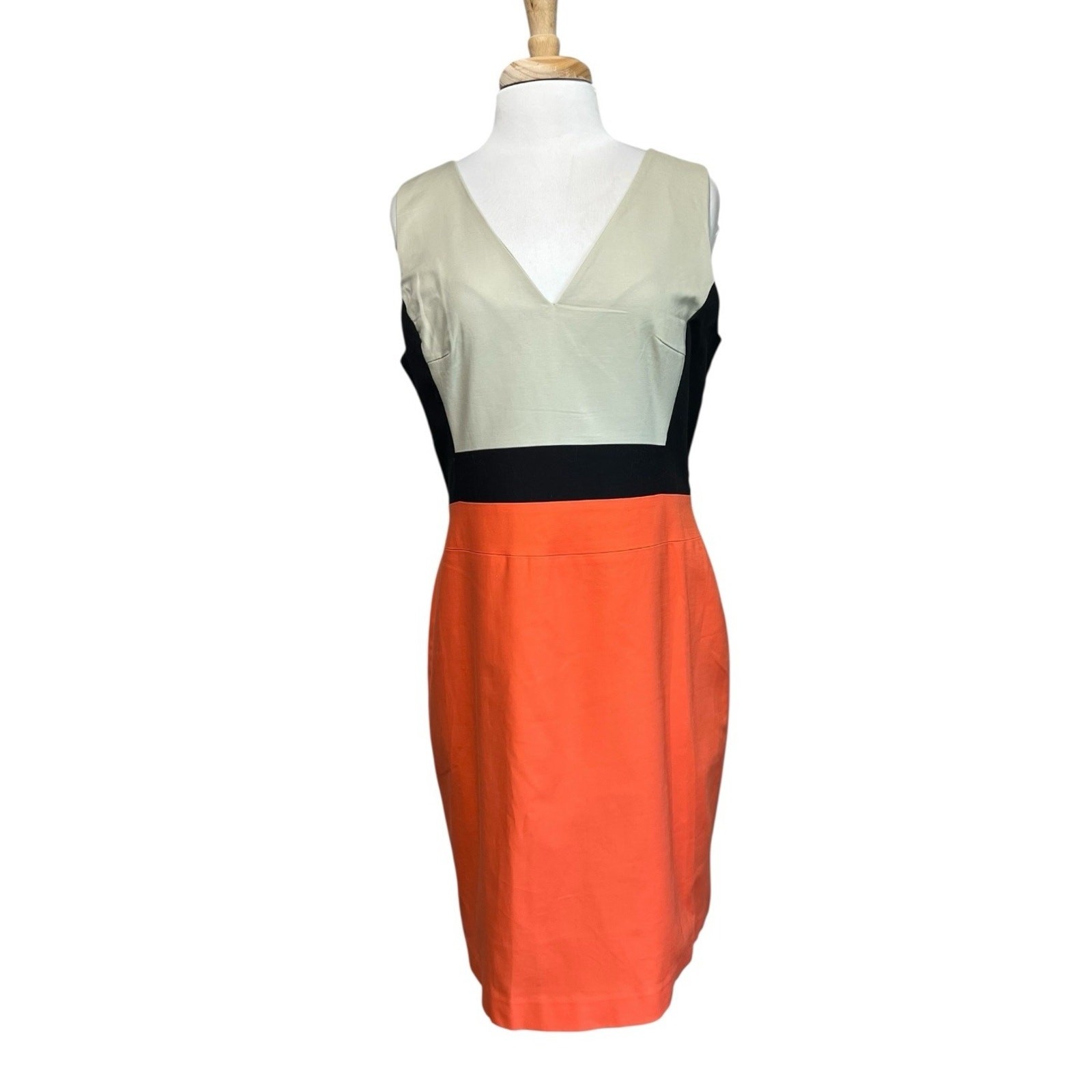 KENNETH COLE Marcie Dress Womens 14 Y2K Tigerlily Colorblock Sheath Shift Luxe