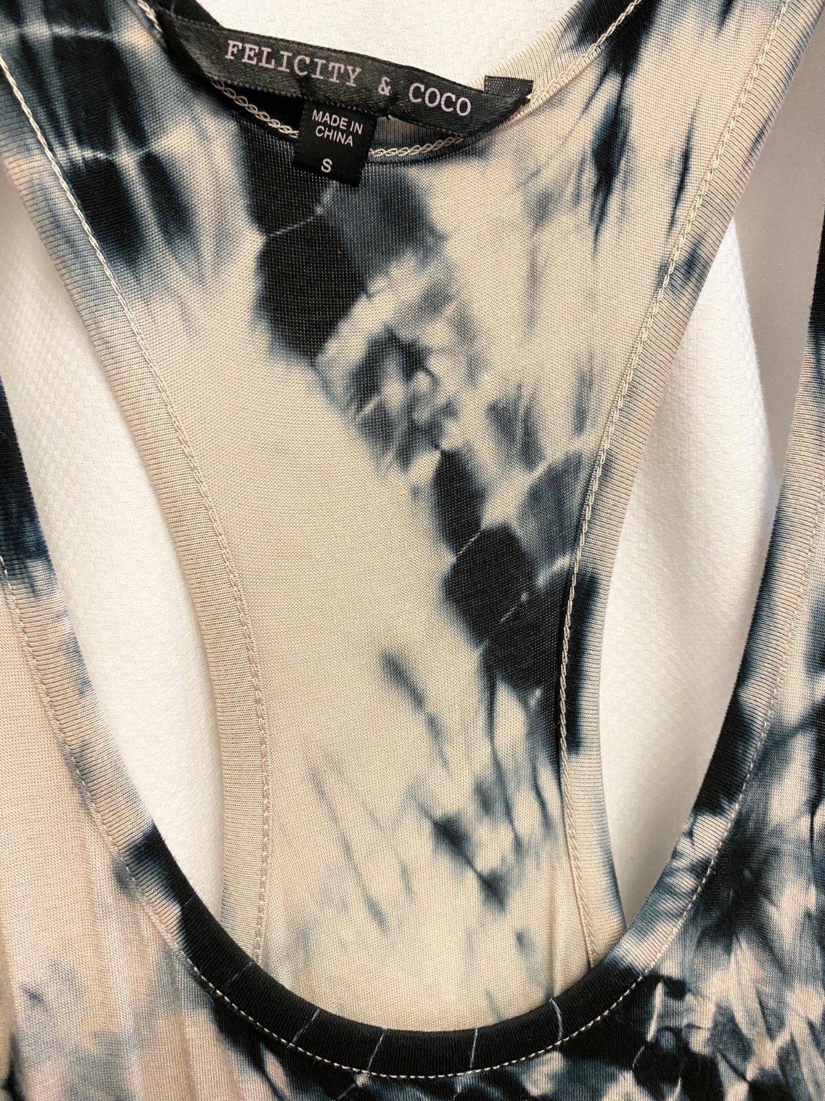 FELICITY & COCO Tie Dye Jersey Ruched Slit Racerback Tank Top Maxi Dress S = 4/6