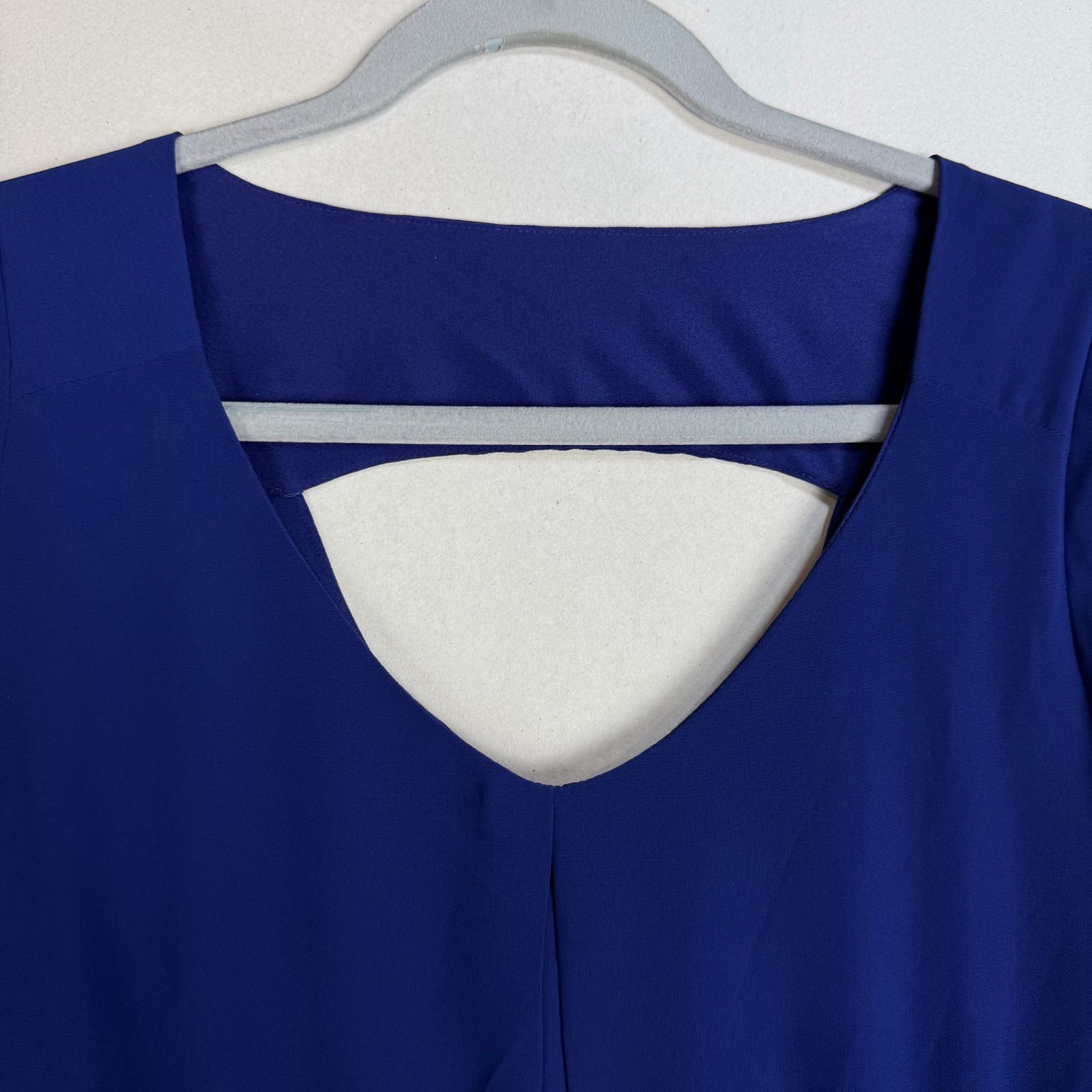 By & By Dress Womens Small Blue Sheer Lined Scoop Neck Keyhole Back Cocktails