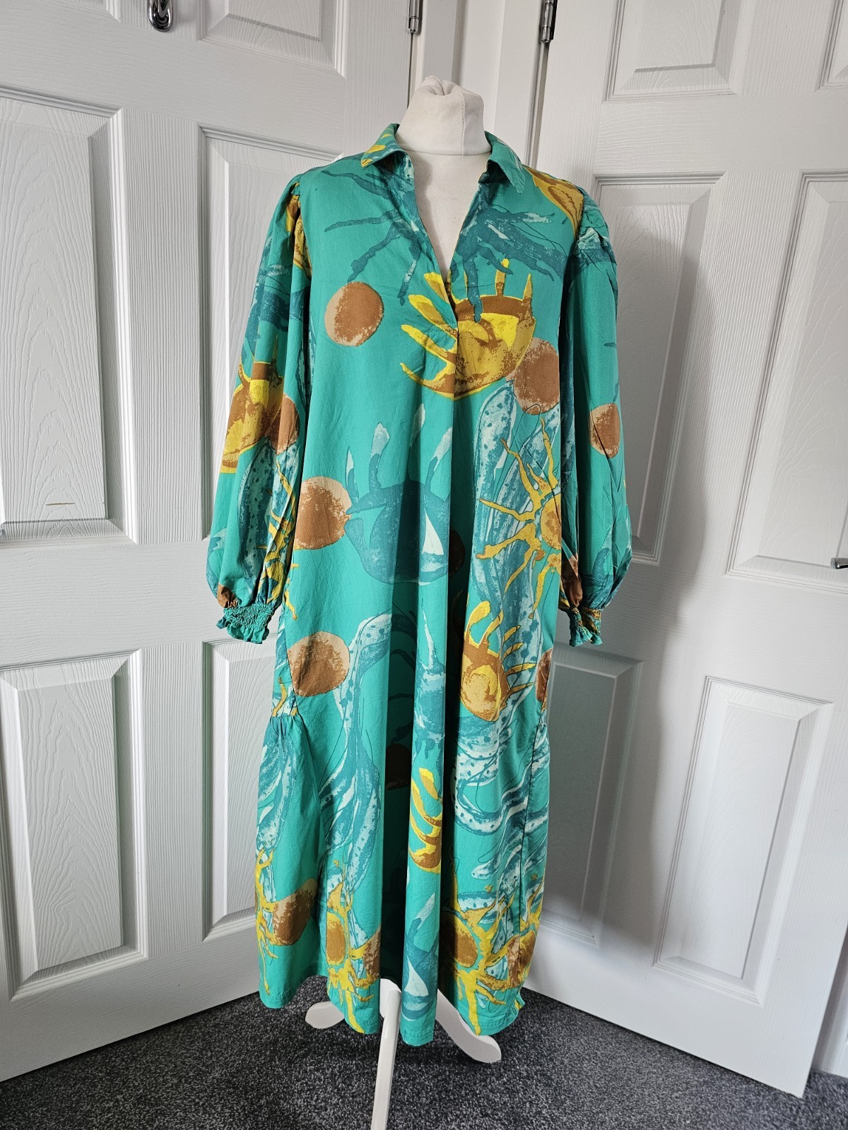Noen Dress Colourful Green Yellow A Line Maxi Dress Size 12