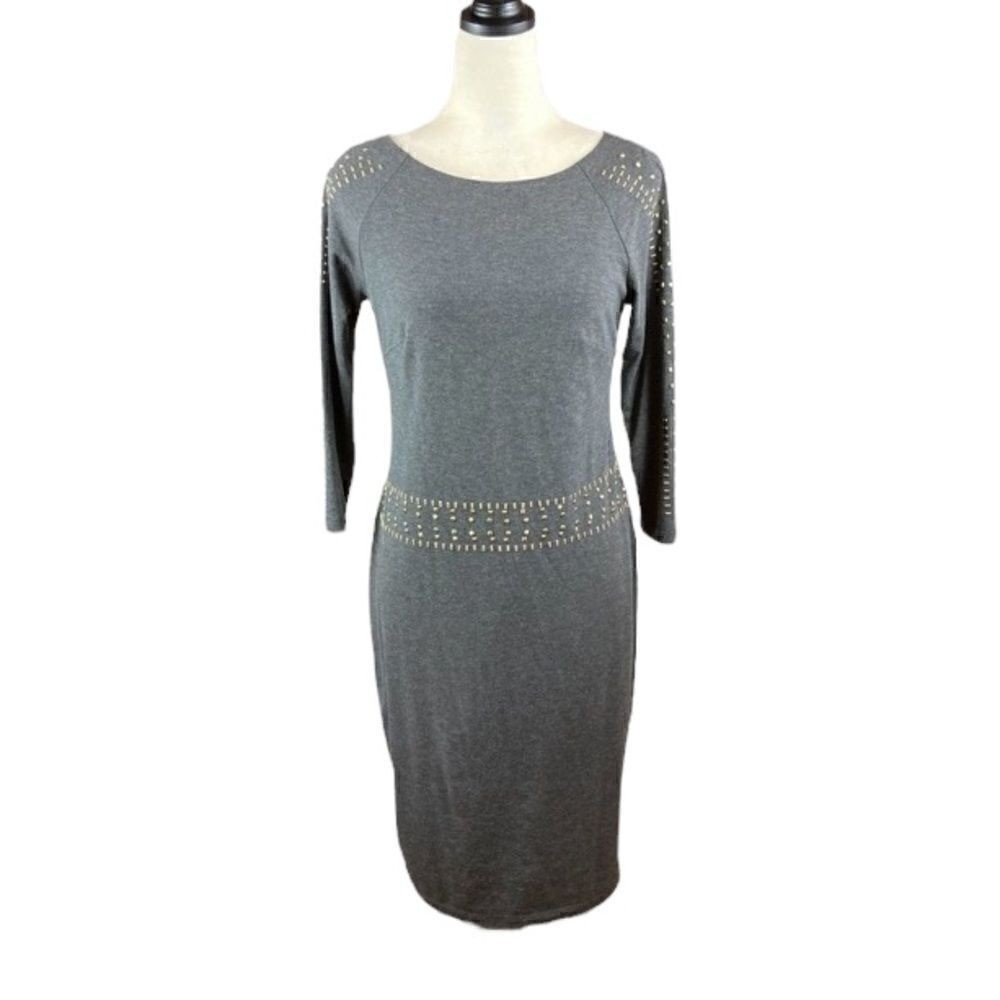 Rabbit Rabbit Rabbit Gray Dress With Gold Embellishments, Size 6
